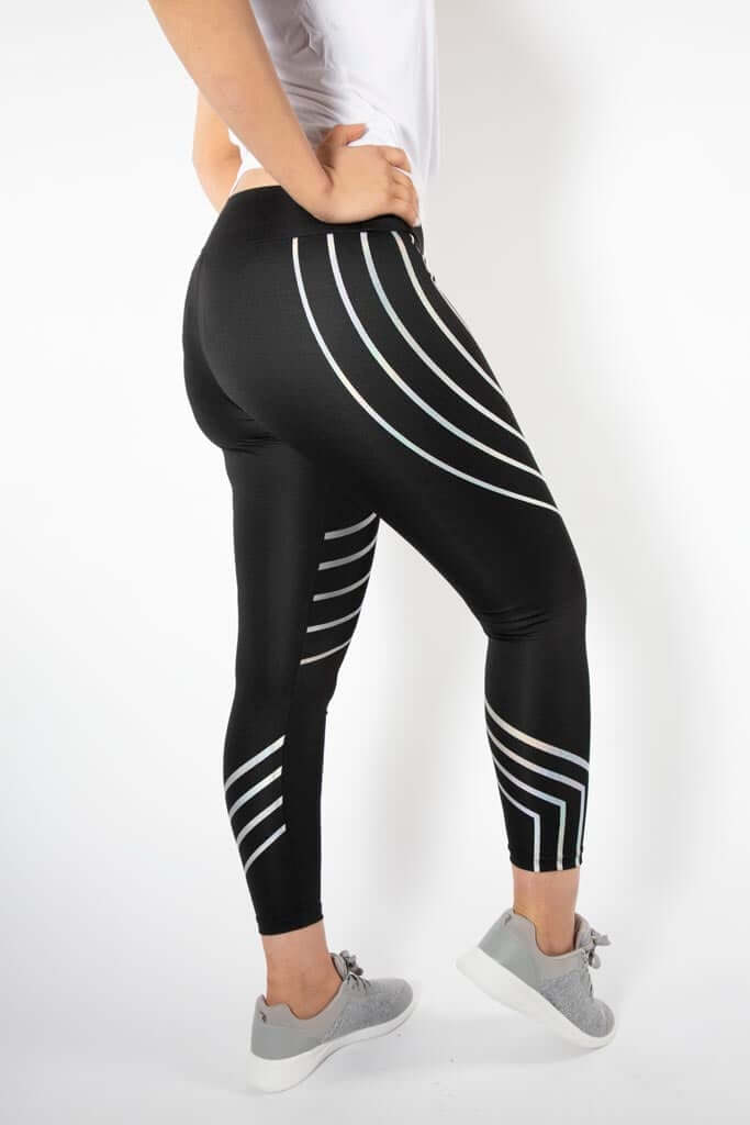 Woman's black Running strip Leggings 