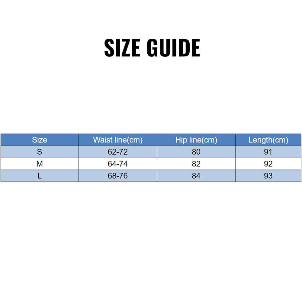 JL Energy leggings size guide size chart