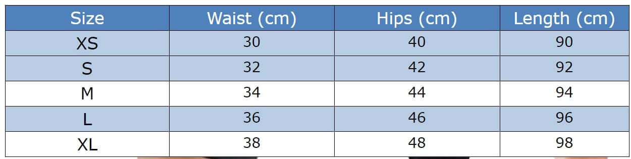 Just leggings size chart