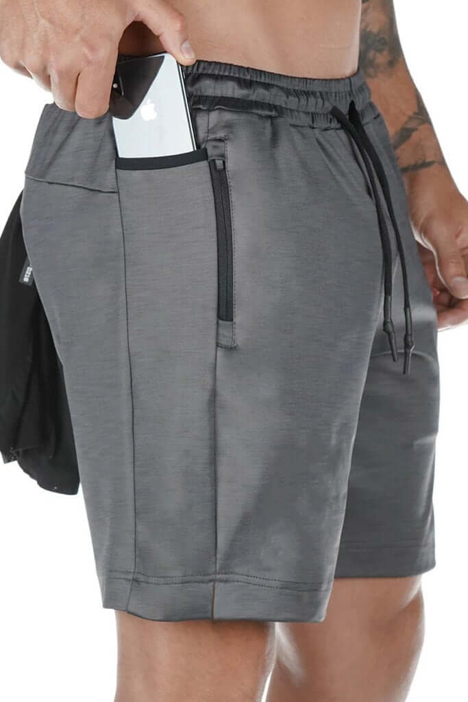 Grey Men's Shorts With Zip Pockets