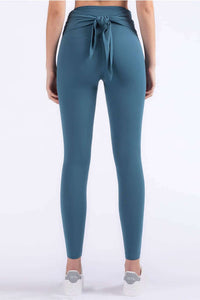 Teal Wrap Waist Tie leggings 