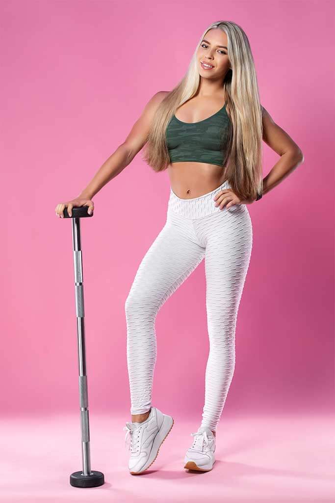 white Women Textured Honeycomb Leggings High Waist Yoga Pants tiktok leggings